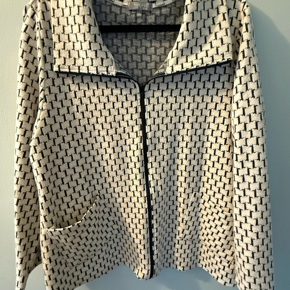 Habitat Cream and Black Patterned Zip Jacket